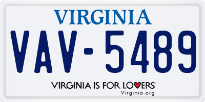 VA license plate VAV5489