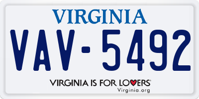 VA license plate VAV5492