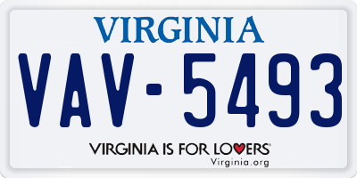 VA license plate VAV5493