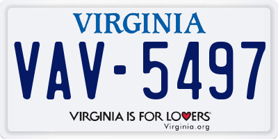 VA license plate VAV5497