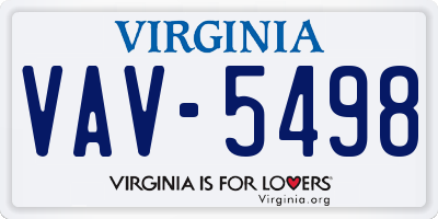 VA license plate VAV5498