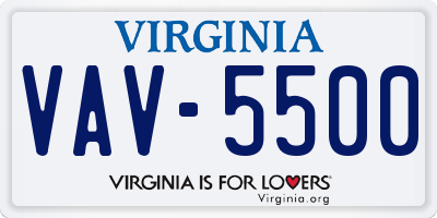VA license plate VAV5500