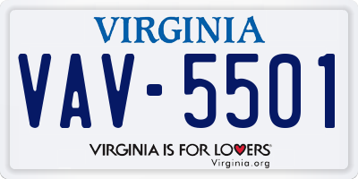 VA license plate VAV5501