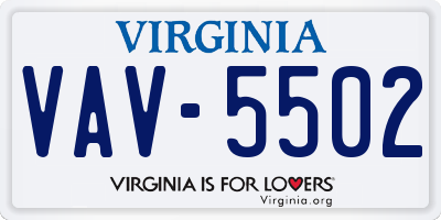 VA license plate VAV5502