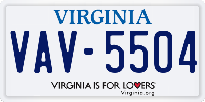 VA license plate VAV5504
