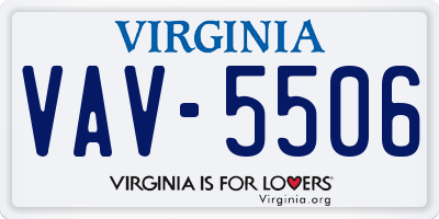 VA license plate VAV5506