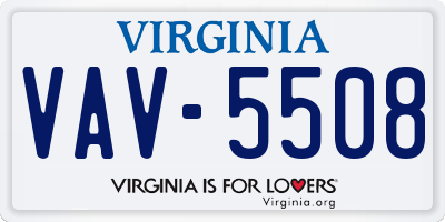 VA license plate VAV5508