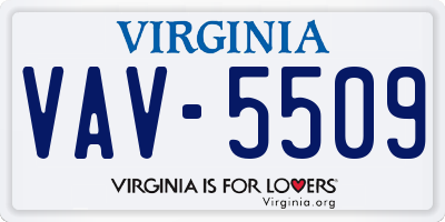 VA license plate VAV5509