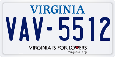 VA license plate VAV5512