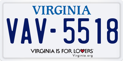 VA license plate VAV5518