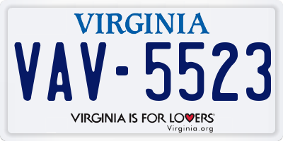 VA license plate VAV5523