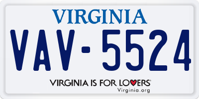 VA license plate VAV5524