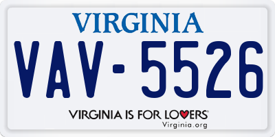 VA license plate VAV5526