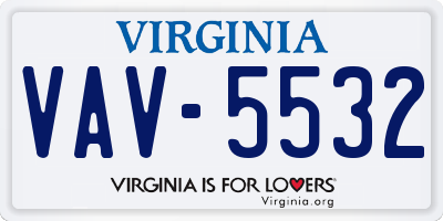 VA license plate VAV5532