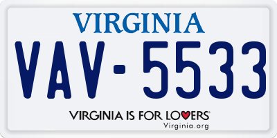 VA license plate VAV5533
