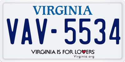 VA license plate VAV5534