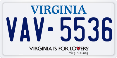 VA license plate VAV5536