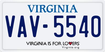 VA license plate VAV5540