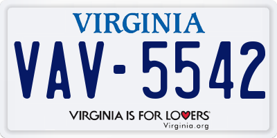 VA license plate VAV5542