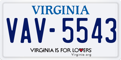 VA license plate VAV5543