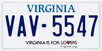 VA license plate VAV5547