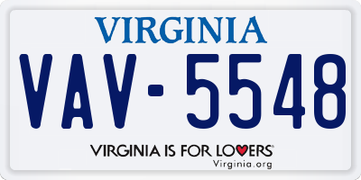 VA license plate VAV5548