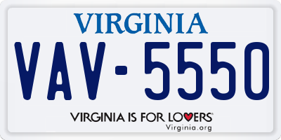 VA license plate VAV5550