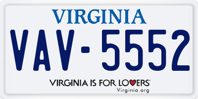 VA license plate VAV5552