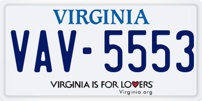 VA license plate VAV5553