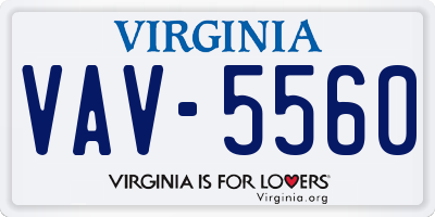 VA license plate VAV5560