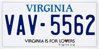 VA license plate VAV5562