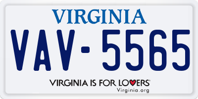 VA license plate VAV5565