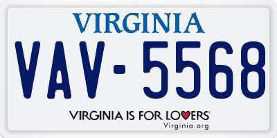 VA license plate VAV5568