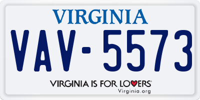 VA license plate VAV5573