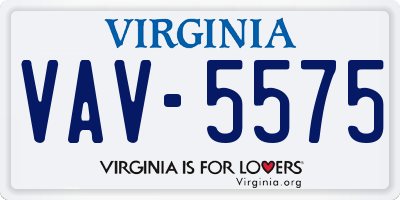VA license plate VAV5575