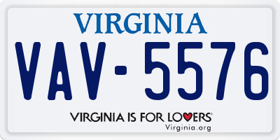 VA license plate VAV5576
