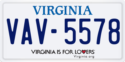VA license plate VAV5578