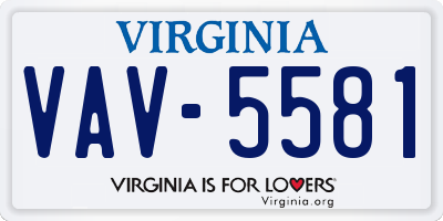 VA license plate VAV5581