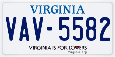 VA license plate VAV5582
