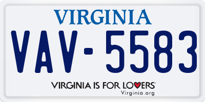 VA license plate VAV5583