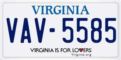 VA license plate VAV5585