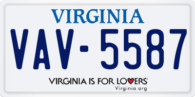 VA license plate VAV5587