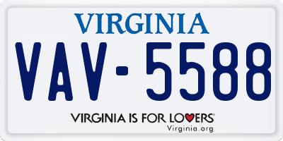 VA license plate VAV5588