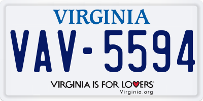 VA license plate VAV5594