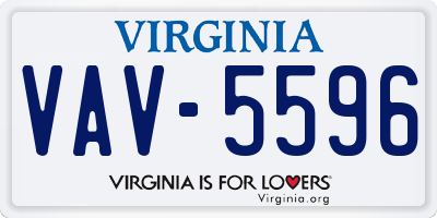 VA license plate VAV5596