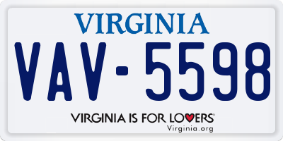 VA license plate VAV5598