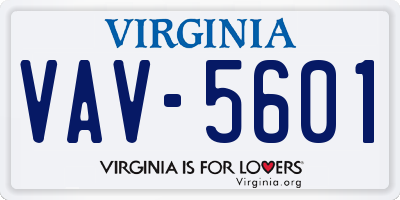 VA license plate VAV5601