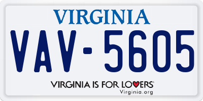 VA license plate VAV5605
