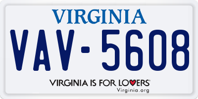 VA license plate VAV5608