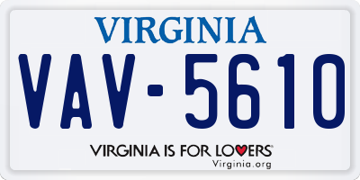 VA license plate VAV5610